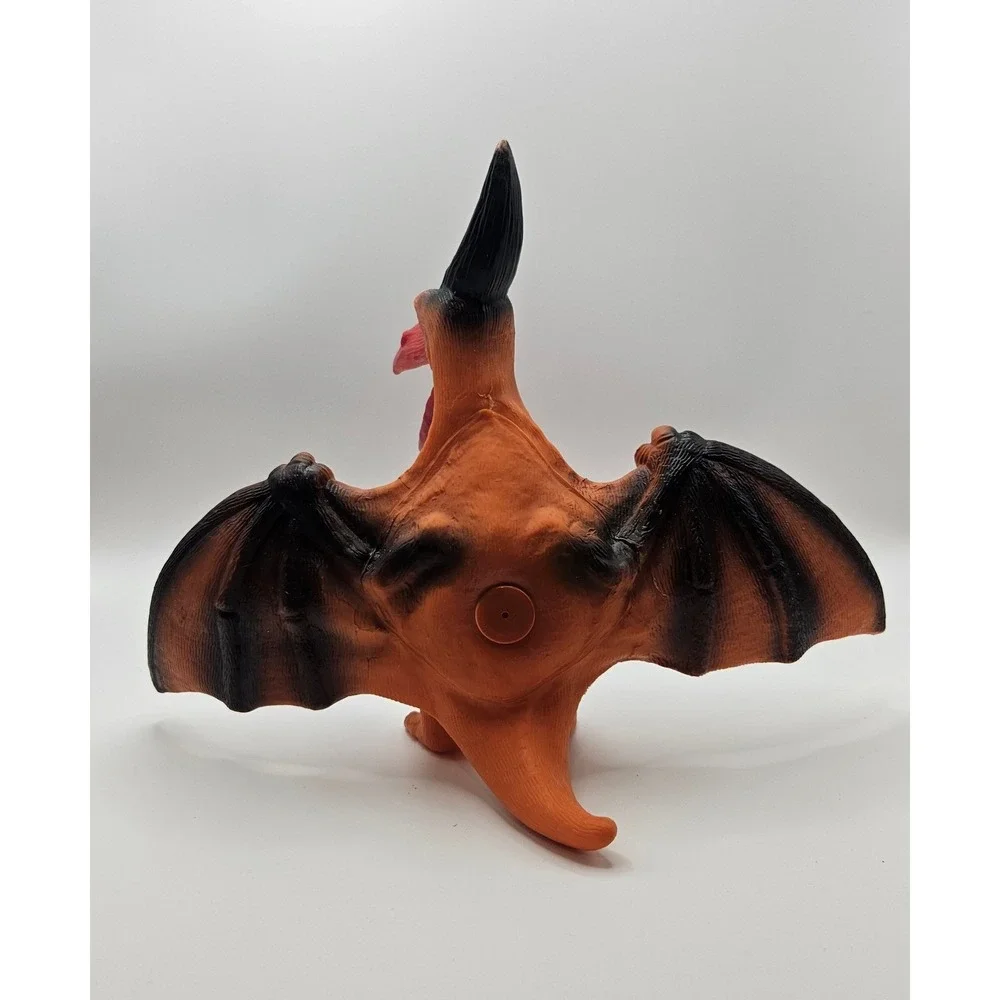 Vintage‎ Pterodactyl Dinosaur Toy Rubber Orange Black Kids Prehistoric